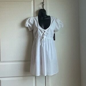 Derek Heart White Casual Sundress with Peter Pan Collar